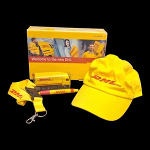 DHL 2001 nuova scatola per dipendenti da collezione - cappello, camion pressofuso, penna e cordino - Foto 1 di 10