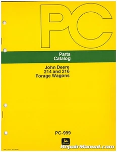 Used John Deere 214 and 216 Forage Wagons Parts Catalog - Foto 1 di 1