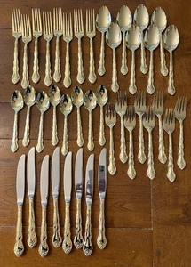40 Piece International Countess Flatware Dinnerware Gold Silver plate Korea - Picture 1 of 4