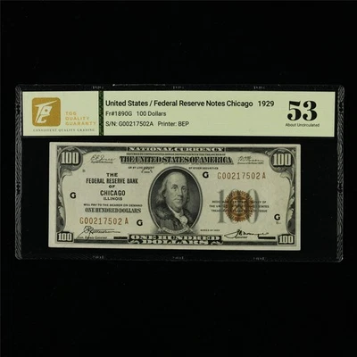 1929 Federal Reserve Bank of Chicago 100 Dollars Pick#1890G - Image 1 of 4