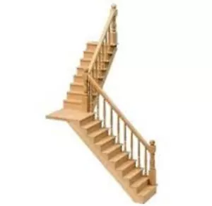 Dolls House Straight or Angled Staircase & Landing Kit Miniature DIY Wood Stairs - Picture 1 of 9