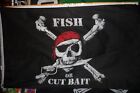  "Fish or Cut Bait" Pirat 3' x 5' Wysokiej jakości flaga muchowa Baner piracki "Sprzedawca z USA"