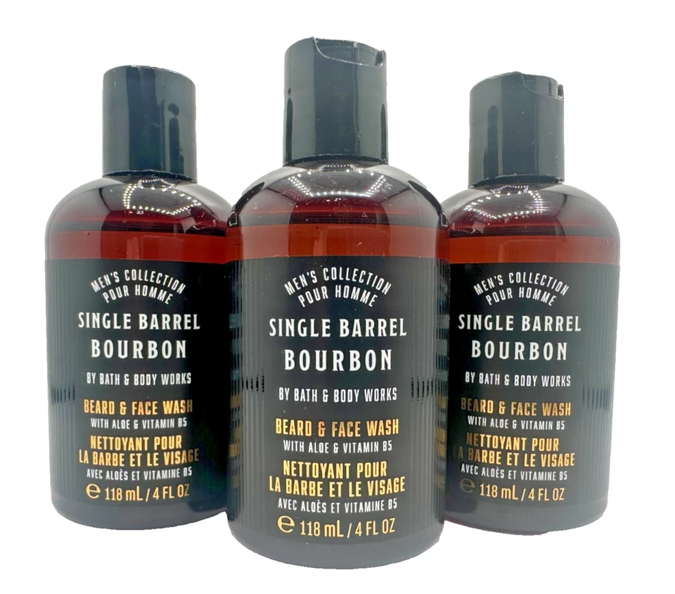 Bath & Body Works LOTE 3 botellas de lavado facial de barba bourbon de barril único para hombre 4 oz Foto 1 de 2