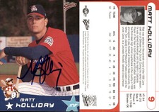 Matt Holliday Signed 1999 Multi-Ad Asheville Tourists #9 RC Card Auto AU