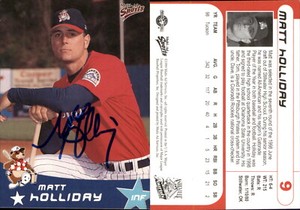 Matt Holliday Signed 1999 Multi-Ad Asheville Tourists #9 RC Card Auto AU