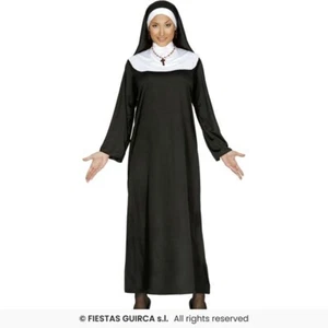 COSTUME SUORA CARNEVALE RELIGIOSA VESTITO ADULTA DONNA CON CUFFIA MONACA CHIESA - Foto 1 di 3