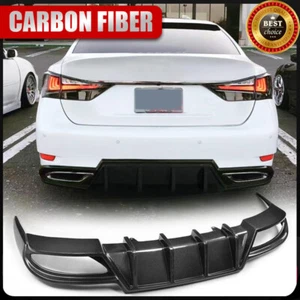 Carbon Fiber Rear Bumper Diffuser Lip Spoiler Fit For Lexus GS350 F-Sport 13-15 - Picture 1 of 12