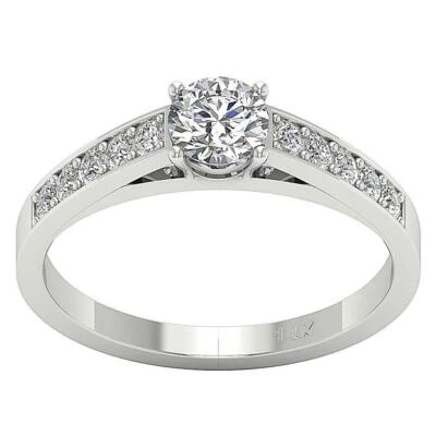 Solitaire Anniversary Ring Round Diamond I1 G 0.70 Ct 14K White Gold Prong Set - Image 1 of 4