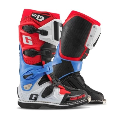 Stivale Moto Cross Gaerne Sg 12 nero Realm Bianco Blue Rosso nero  Numero 44 - Immagine 1 di 4