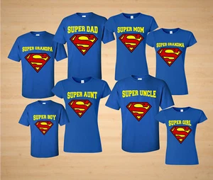 SUPERMom And SUPERDad Family SUPERMAN LOGO Halloween Christmas FAMILY T-Shirts - Picture 1 of 3