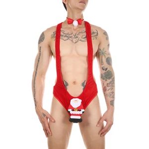 Herren Bodysuit Unterwäsche Kostüm Dessous Weihnachten Weihnachtsmann Cosplay - Picture 1 of 27