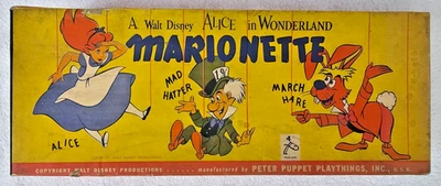 Винтажный 1950-х Disney Алиса в стране чудес марионетка кукла Питер кукла коробка работает - Изображение 1 из 4