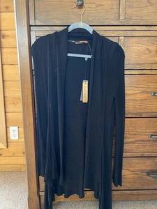 Belldini Women's Black Crochet knit Jacket Cover up Sweater Cardigan Size M New - Picture 1 of 7