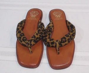 Vince Camuto Womens 8M Brown/Black Leopard Print Thong Flip Flops - Picture 1 of 5
