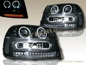 02-09 CHEVROLET TRAILBLAZER CCFL HALO OJO DE ÁNGEL PROYECTOR FAROS NEGROS LÁMPARAS - Imagen 1 de 2