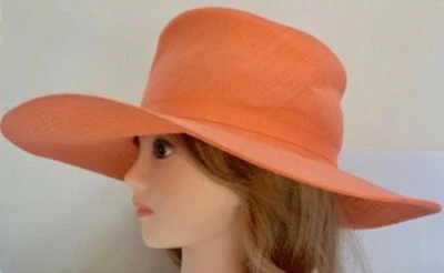 Vintage 1950's Wide Brim Orange Hat - Wonderful Elegant Cotton Hat - Image 1 of 4
