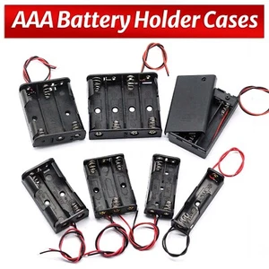 AAA Plastic Battery Holder Cases Connector Box Case With Wire and 1x to 8x Slots - Picture 1 of 20