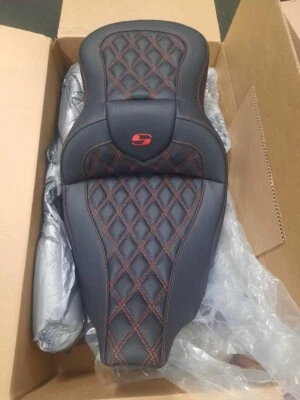 Saddlemen Road Sofa Lattice Stitch Seat black w BR Harley davidson 08-23 touring - Image 1 of 4
