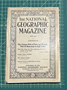 NATIONAL GEOGRAPHIC JUNE 1913 50 Color Bird Illustrations Chinese Pigeon Whistle - Picture 1 of 10