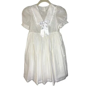 Vintage Laura Ashley Mother & Child 8 White Dress Lace Collar Bow Petticoat RARE - Picture 1 of 12