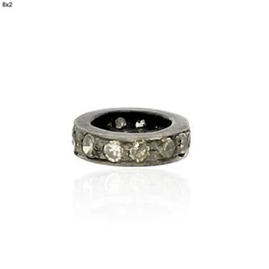 0.23ct Diamond Wheel Spacer Oxidized Finding 925 Sterling Silver - Picture 1 of 4