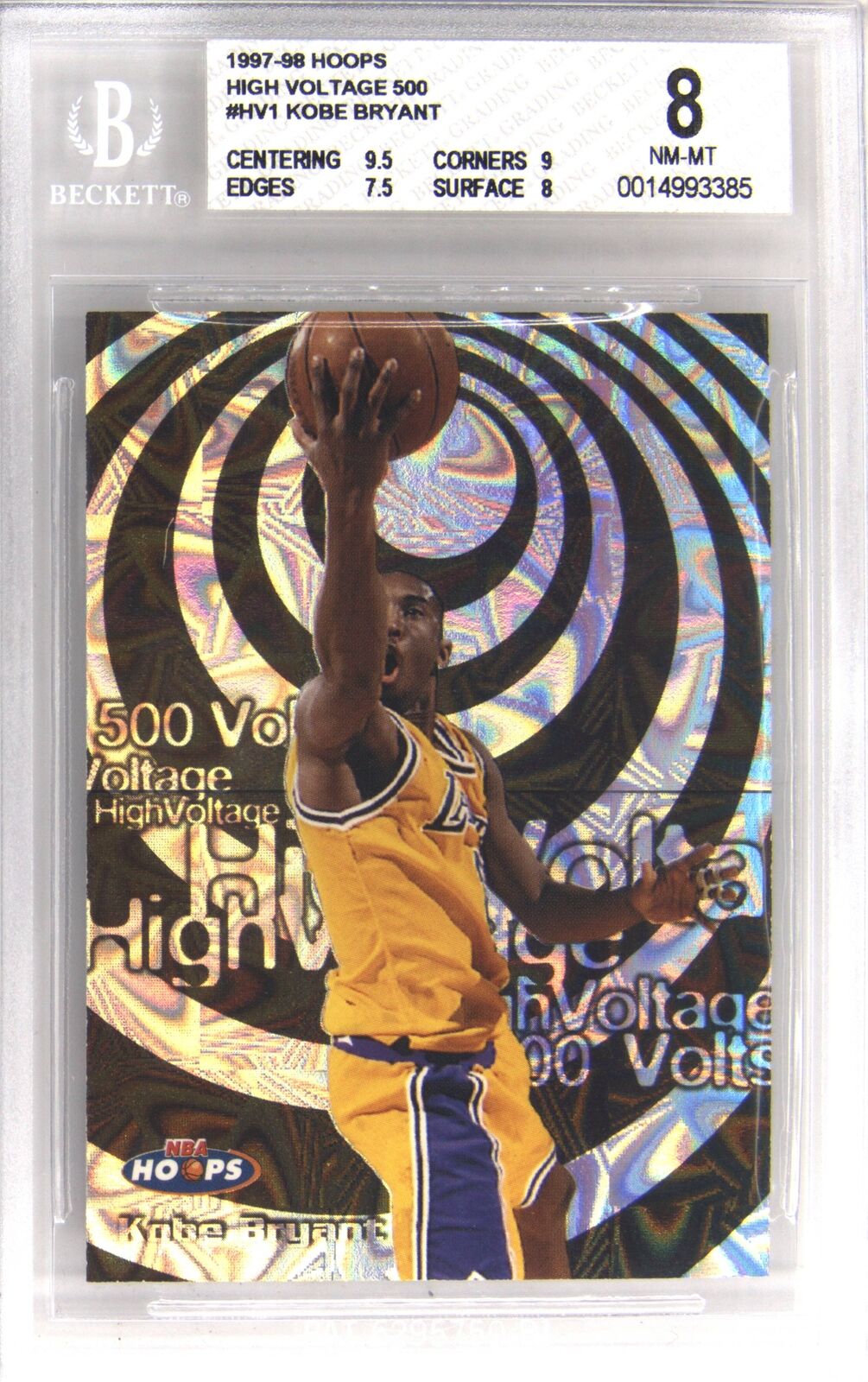 1997-98 Hoops High Voltage Kobe Bryant 388/500 #HV1 Beckett 8