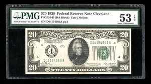 DBR 1928 $20 FRN Cleveland Numeral Fr. 2050-D PMG 53 EPQ Serial D04194669A - Picture 1 of 2