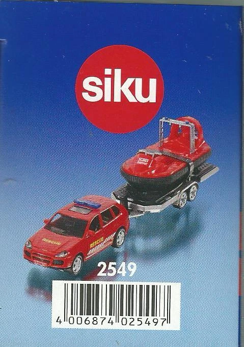 SIKU 1:55  MODELLO DIE CAST AUTO CON RIMORCHIO E HOVERCRAFT ART 2549 - Immagine 1 di 1