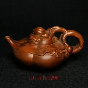 3,2 Zoll alter chinesischer Buchsbaum handgeschnitzt Kürbis Topf Form Netsuke Sammlung - Bild 1 von 8