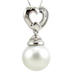 Colgante de plata 925 perla blanca australiana de 3,75 g del mar del sur de 16-17 mm - Imagen 1 de 2