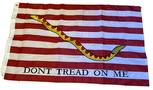 🇺🇸DONT TREAD ON ME Red White Striped 3' X 5' Feet FLAG BANNER .. NEW USA Made - Picture 1 of 2