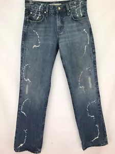 X RAY Mens 30x32 Bleached Stained Straight Leg Cotton Blue Denim Jeanstag (31x33 - Picture 1 of 12