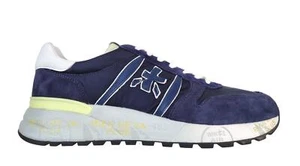 Premiata scarpe uomo sneaker camoscio tessuto LANDER_6634 blu-giallo - Imagen 1 de 6