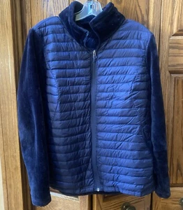 W1132 Navy Blue Fleece Puffer Coat Girl’s XL - Picture 1 of 9