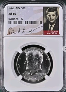 Kennedy 1965 medio dólar 50c SMS NGC MS66 Bx75 - Imagen 1 de 2