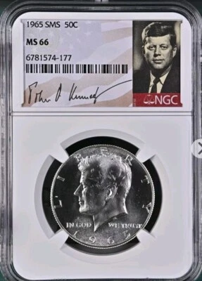 1965 Kennedy Half Dollar 50c SMS  NGC MS66 Bx75 - Image 1 of 2