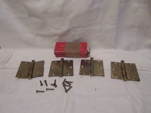 Lot of 2 Boxes With 2 NOS Brass Full Mortise 3.5" X3.5" Door Hinges In Each Box - Picture 1 of 8