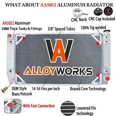 4-Row Aluminum Radiator For 94-2000 Chevy GMC C/K 2500 3500 Suburban Pickup V8 Foto 1 de 4