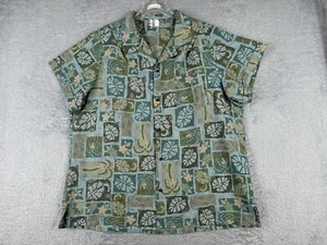 Cintas Uniform Shirt Adult 2XL XXL Green Hawaiian 100% Polyester Lafcool Pocket - Picture 1 of 15