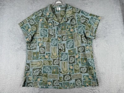 Cintas Uniform Shirt Adult 2XL XXL Green Hawaiian 100% Polyester Lafcool Pocket - Image 1 of 4