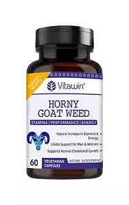 VitaWin Horny Goatweed für Kraft, Ausdauer & Energie, natürliches Kräuter 60 Kapseln - Bild 1 von 4