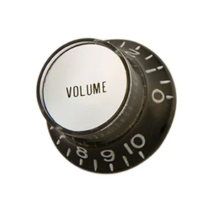 Juego de 4 perillas de control Gibson Reflector Top Hat (negro con tapa plateada) - Imagen 1 de 3