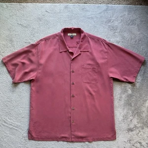 Tommy Bahama 100% Silk Camp Shirt XL Burgundy Short Sleeve Button Front Casual - Picture 1 of 12
