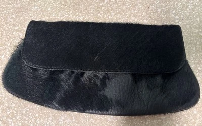 Maurizio Taiuti Leather & Fur Patent Leather Clutch Made In Italy - Image 1 of 4