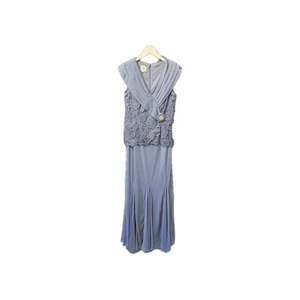 Patra Dress Lace Bodice Draped Neckline Blue - Picture 1 of 13