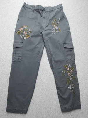 Pantalones Sundance Mujer 12 Gris Carga Jogger Floral Bordado Algodón Elástico Foto 1 de 4