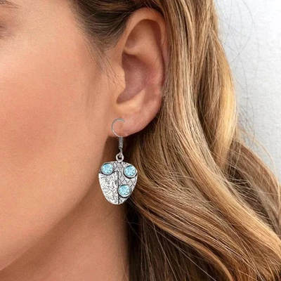 Pendientes de plata 925 azul topacio Londres piedras preciosas pendientes joyería Foto 1 de 4