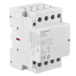 Household AC Contactor, CT1-63, 4 Pole, 4 NO, 220V/240V Coil, 35mm DIN Rail - Foto 1 di 7