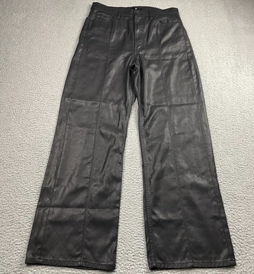 Pantalones de mezclilla recubiertos negros Banana Republic para mujer 29 Lyocell pierna ancha Foto 1 de 4