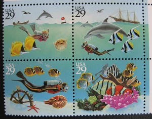 us stamps, Sc # 2863-2866 ~ Plate # Block ~ 29 cent Wonders of the Sea - Picture 1 of 1